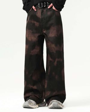 Custom Jeans Manufacturer for Black Camouflage Wide Leg Pants