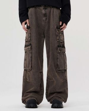 Custom Jeans Manufacturer for Wide Leg Denim Cargo Pants
