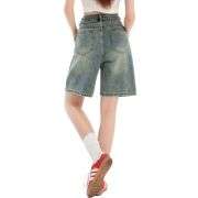 Women’s Vintage Washed Bermuda Denim Shorts