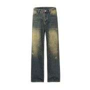 Mud Dyeing Wash Denim Ripped Jeans