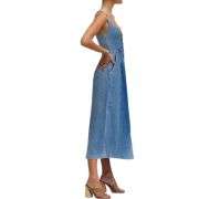 Button-Up Fitted Denim Cami Mididress