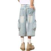 Baggy Cargo Denim Cropped Pants