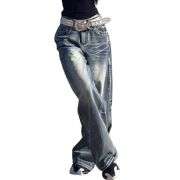 Y2K High-Rise Wide-Leg Washed Jeans