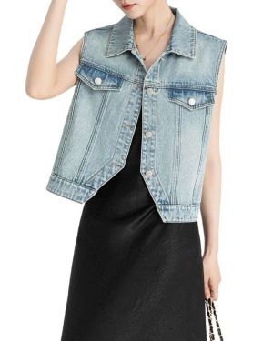 Relaxed Fit Button-Front Denim Vest – 64101