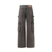 Wide Leg Denim Cargo Pants