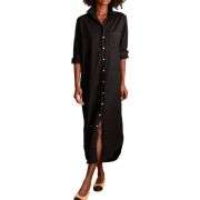 Denim Loose Fit Button-Up Maxi Shirtdress