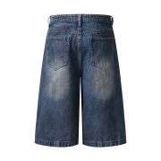 Ripped Patchwork Camo Denim Bermuda Shorts