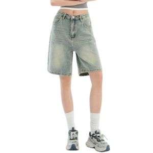 Women's Vintage Washed Bermuda Denim Shorts