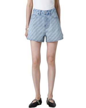 Faded-Check Vintage-Wash Denim Shorts Manufacturer — 9790