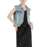 Relaxed Fit Button-Front Denim Vest