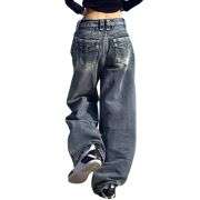 Y2K High-Rise Wide-Leg Washed Jeans