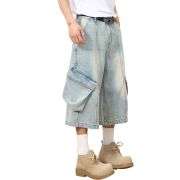 Baggy Cargo Denim Cropped Pants