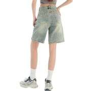 Women’s Vintage Washed Bermuda Denim Shorts