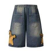 Contrast Raw-Edge Star Applique Bermuda Shorts