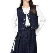 Women’s Boxy Cropped Denim Vest