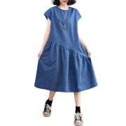 Cap Sleeve Oversized Denim Midi Dress