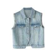 Relaxed Fit Button-Front Denim Vest