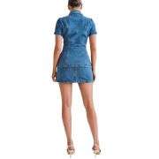Denim Short Sleeve Top and Mini Skirt Set
