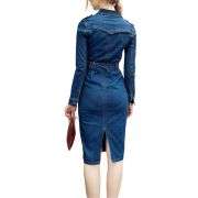 Long-Sleeve Button-Front Denim Midi Dress