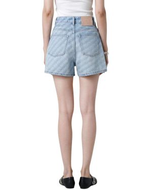 Faded-Check Vintage-Wash Denim Shorts Manufacturer — 9790