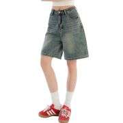 Women’s Vintage Washed Bermuda Denim Shorts
