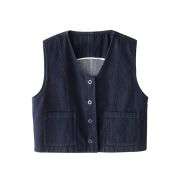 Women’s Boxy Cropped Denim Vest