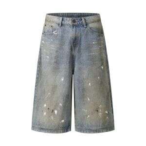 Ink Splash Vintage Wash Bermuda Shorts