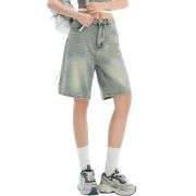 Women’s Vintage Washed Bermuda Denim Shorts