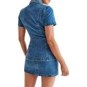 Denim Short Sleeve Top and Mini Skirt Set