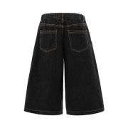 Checkered Bandana Baggy Denim Bermuda Shorts