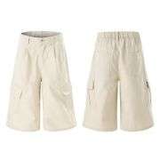 Solid Cargo Wide Leg Cropped Pants