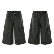 Solid Cargo Wide Leg Cropped Pants