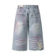 Tie-Dyed Raw Hem Ripped Bermuda Shorts