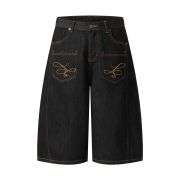 Wide Leg Embroidery Selvedge Bermuda Shorts
