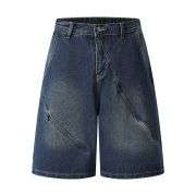 Elastic Waist Decorative Zip Bermuda Shorts
