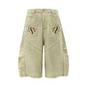 Vintage Washed Embroidery Bermuda Shorts