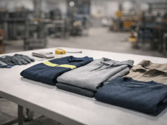 Modern garment factory producing durable workwear apparel for global industrial markets