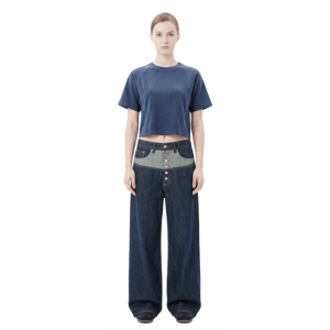 Light Tumble Monkey Wash Gradient Raglan Sleeve Round Neck Cropped T-Shirt