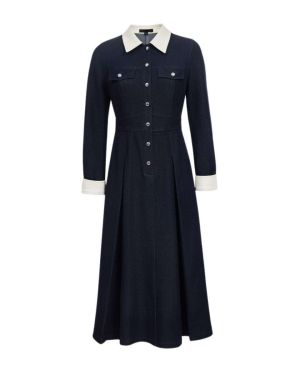 Color-Block Pocket Denim Dress – 326242004