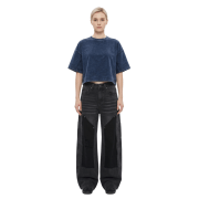 Snow Washed Casual Loose Fit Top Crew Neck Cropped T-Shirt