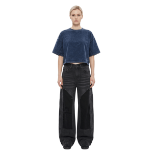 Light Tumble Monkey Wash Gradient Casual Loose Fit Top Crew Neck Cropped T-Shirt