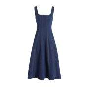 Women’s Ruffle Cami Square Neck High Waist Denim Maxi Dress