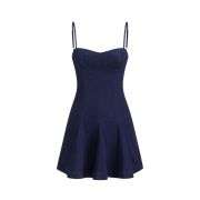 Stretch Denim Sweetheart Ruffle Cami Mini Dress