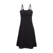 High-Waist Denim Adjustable Spaghetti Strap Halter Mini Dress