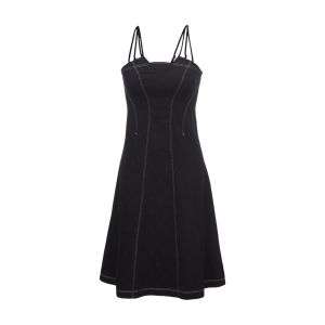 High-Waist Denim Adjustable Spaghetti Strap Halter Mini Dress