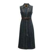 Retro Design Slim-fit Midi Denim Dress