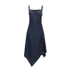Women's Irregular Waist-Cinched Denim Cami Dress