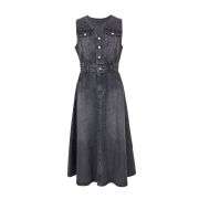 Women’s Sleeveless V-Neck Midi Denim Dress