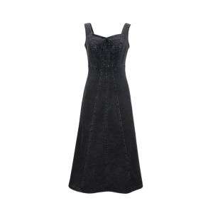 Women's High-Waisted A-Line Cami Denim Dress