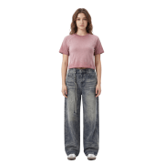 Inside-Out Tumble Washed Raglan Sleeve Round Neck Cropped T-Shirt